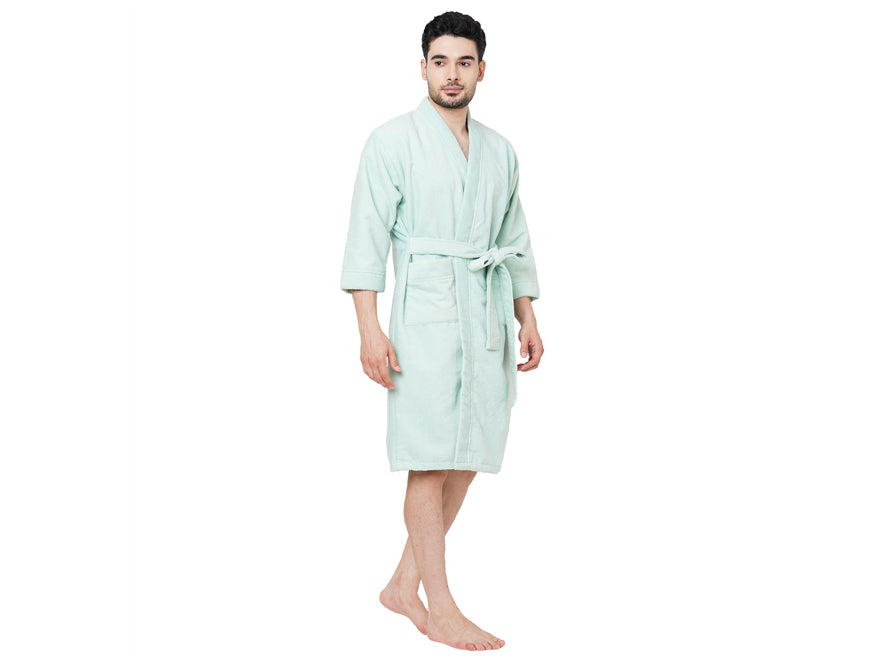 Mint-Light Green  100% Cotton Bath Robe - Welspun Dew By Welspun