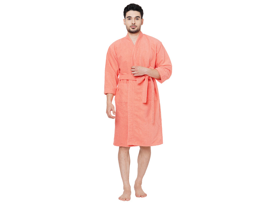 Supersoft Peach Medium Bath Robe - Dew By Welspun
