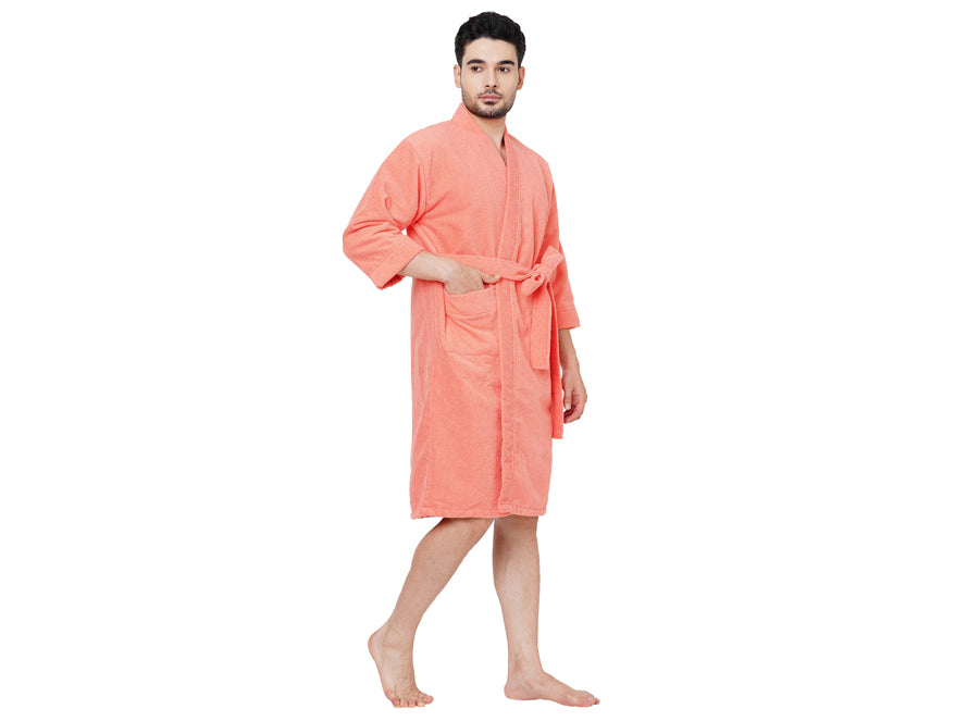 Supersoft Peach Medium Bath Robe - Dew By Welspun