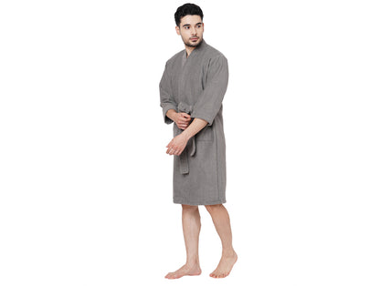 Supersoft Light Grey Medium Bath Robe - Dew By Welspun