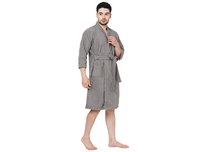 Supersoft Light Grey Medium Bath Robe - Dew By Welspun