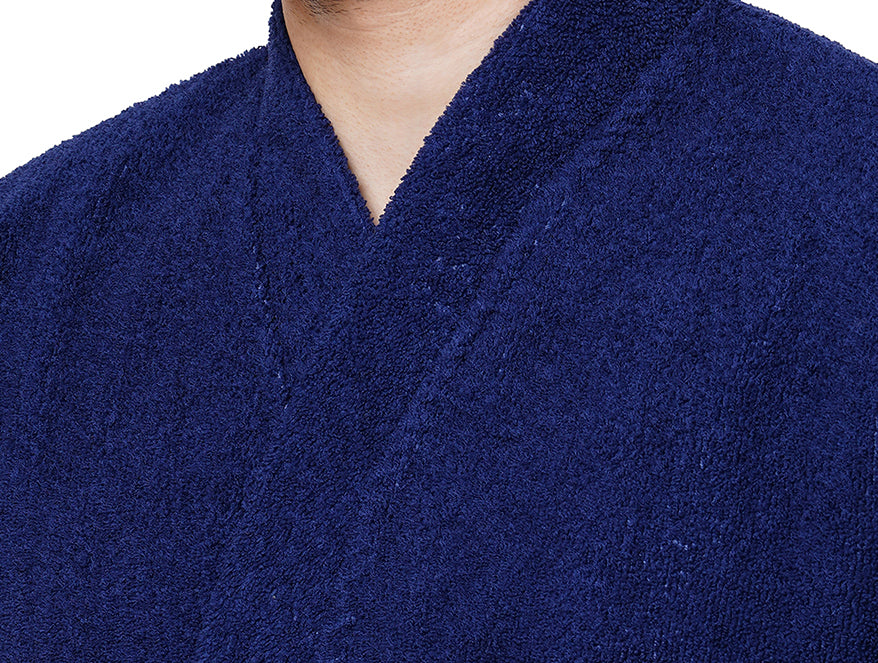 Navy Blue-Dark Blue 100% Cotton Bath Robe Welspun Dew By Welspun