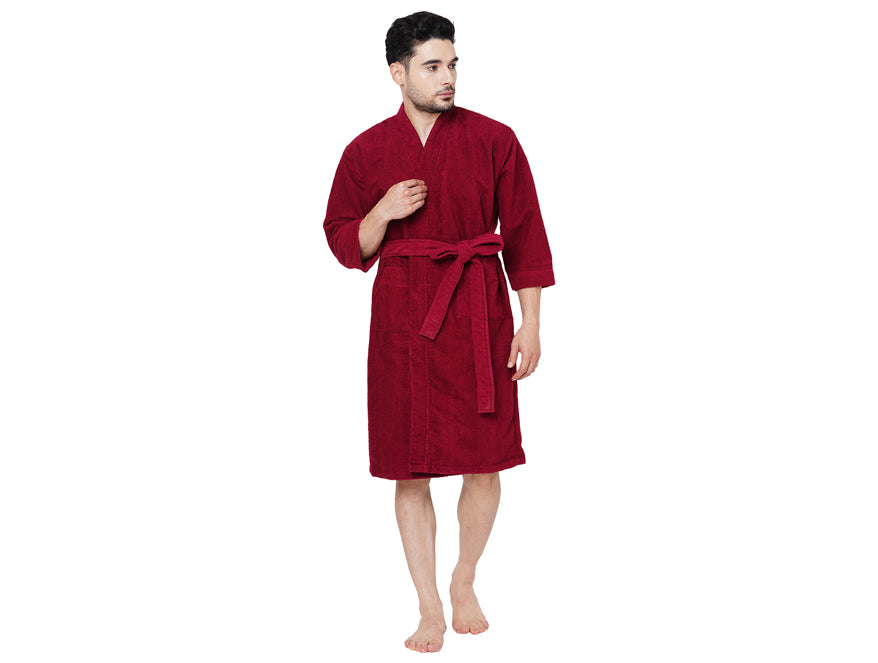 Supersoft Red Wine Medium Bath Robe - Dew By Welspun
