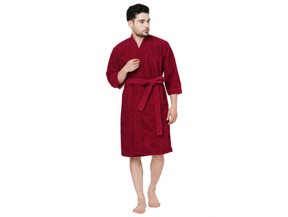 Supersoft Red Wine Medium Bath Robe - Dew By Welspun