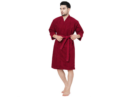 Supersoft Red Wine Medium Bath Robe - Dew By Welspun