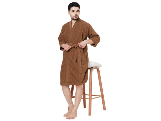 Supersoft Brown Large Bath Robe - Dew By Welspun