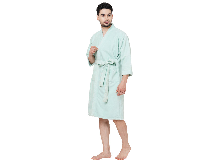 Mint-Light Green  100% Cotton Bath Robe - Welspun Dew By Welspun