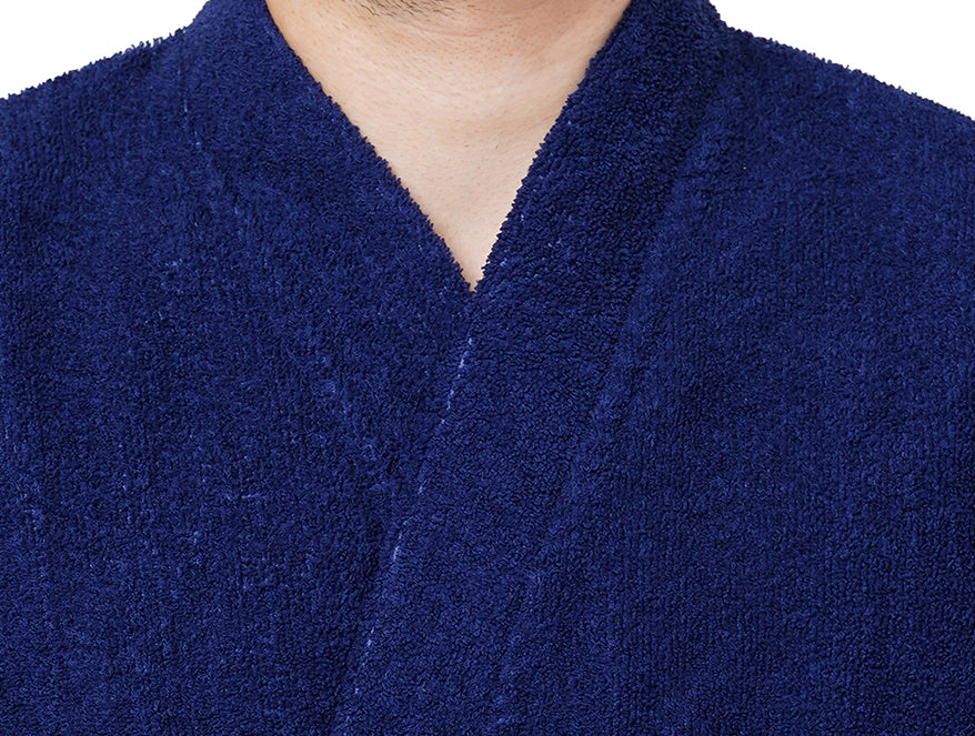 Navy Blue-Dark Blue  100% Cotton Bath Robe - Welspun Dew By Welspun