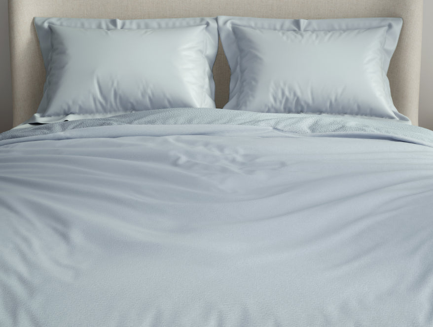 Solid Sky Blue Solid Fleece Blanket Cushlon By Spaces