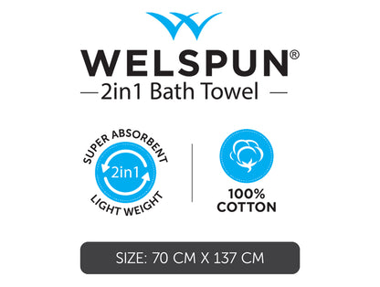 Apple Green 100% Cotton Bath Towel - 2-In-1 By Welspun