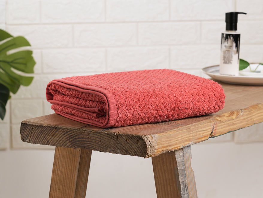 Spiced Coral - Dark Orange 100% Cotton Bath Towel - Genesis By Spaces