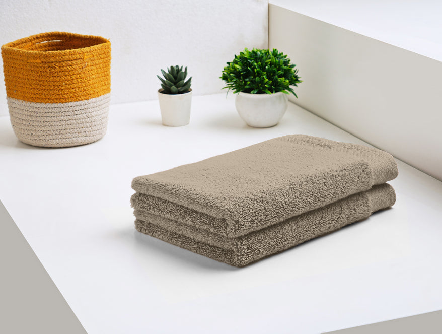 Rose Tan - Blush 2 Piece 100% Egyptian Cotton Hand Towel - Luxury Egyption Cotton By Spaces