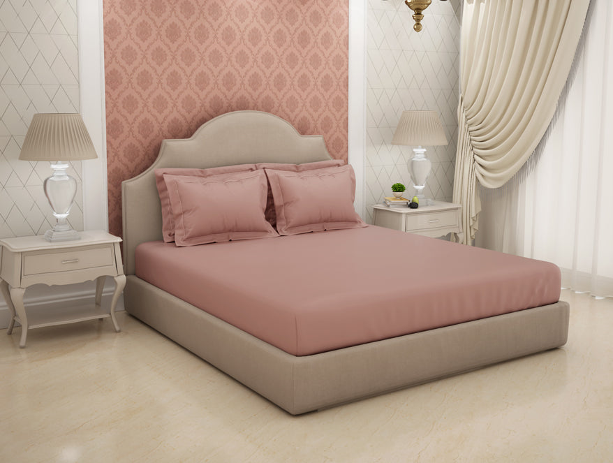 Solid Blush Solid King Size Bedsheet - Eminence By Spaces