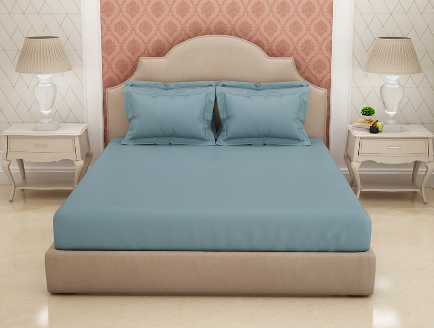 Solid Light Blue Solid King Size Bedsheet - Eminence By Spaces