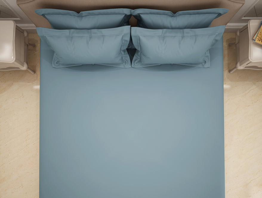 Solid Light Blue Solid King Size Bedsheet - Eminence By Spaces