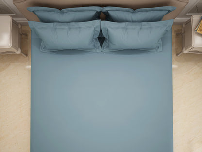 Solid Light Blue Solid King Size Bedsheet - Eminence By Spaces