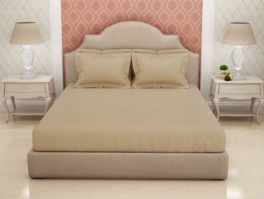 Solid Beige Solid King Size Bedsheet - Eminence By Spaces