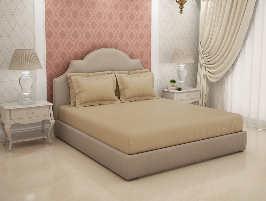 Solid Beige Solid King Size Bedsheet - Eminence By Spaces