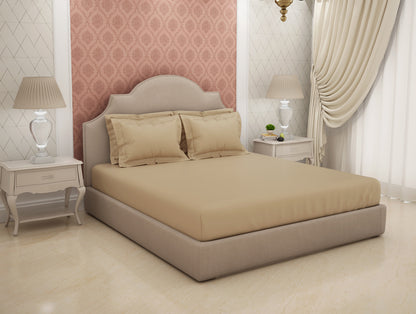 Solid Beige Solid King Size Bedsheet - Eminence By Spaces