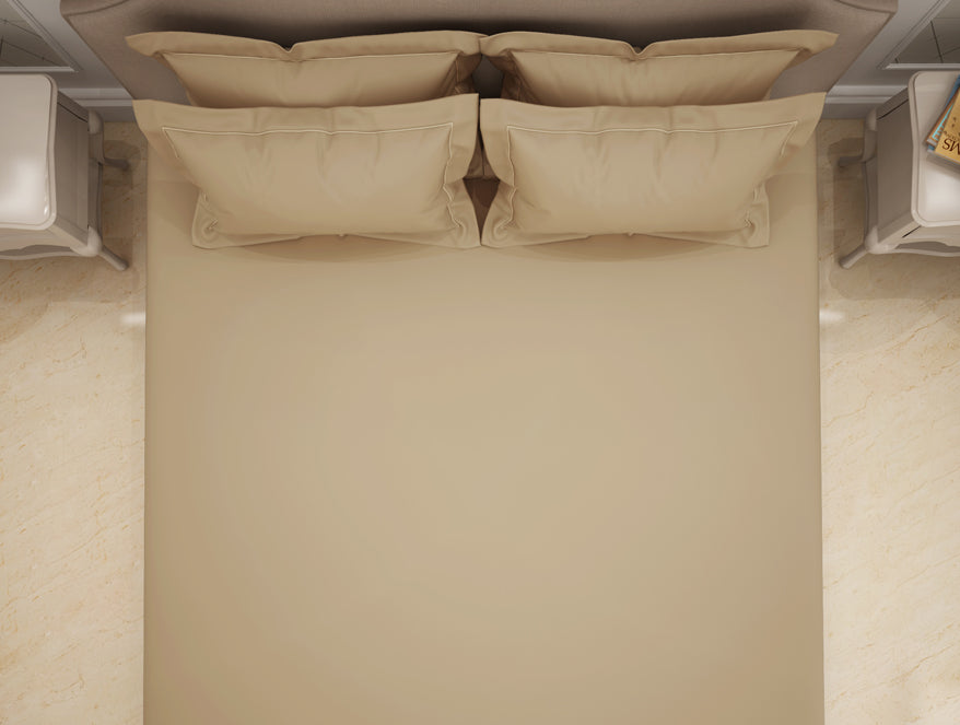 Solid Beige Solid King Size Bedsheet - Eminence By Spaces
