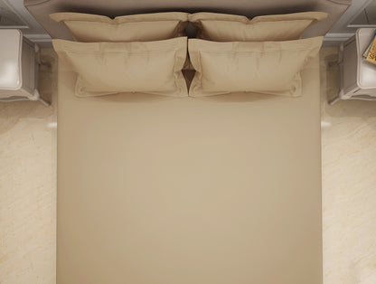 Solid Beige Solid King Size Bedsheet - Eminence By Spaces