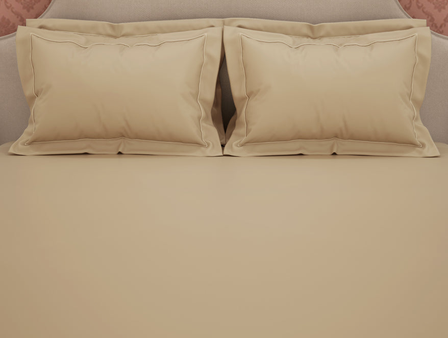 Solid Beige Solid King Size Bedsheet - Eminence By Spaces