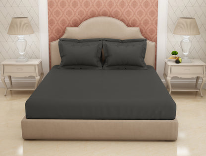 Solid Dark Grey Solid King Size Bedsheet - Eminence By Spaces