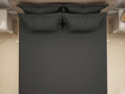 Solid Dark Grey Solid King Size Bedsheet - Eminence By Spaces