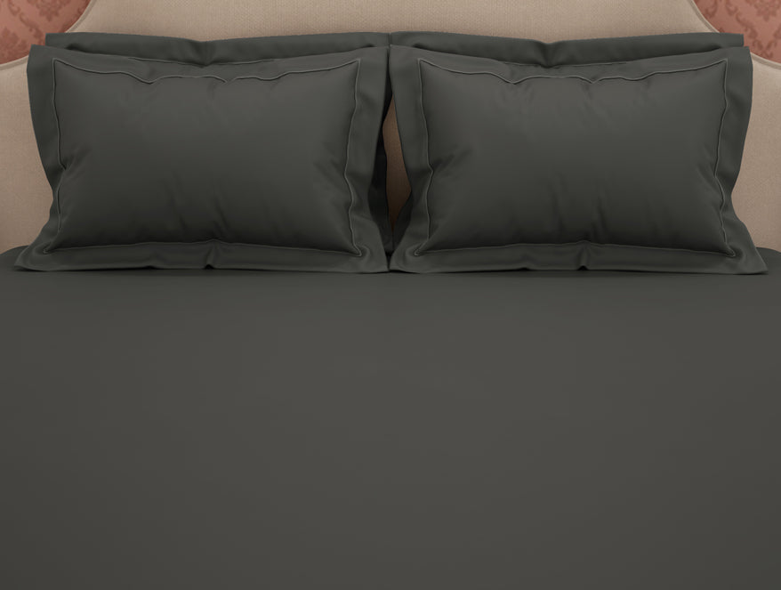 Solid Dark Grey Solid King Size Bedsheet - Eminence By Spaces