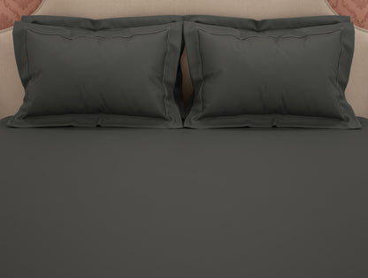 Solid Dark Grey Solid King Size Bedsheet - Eminence By Spaces