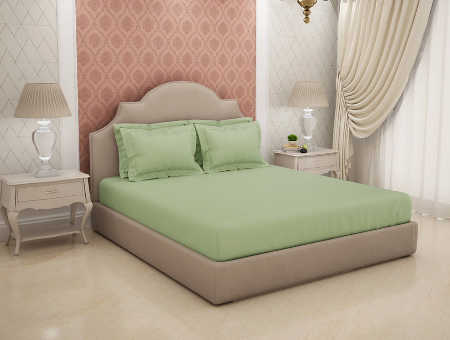 Solid Light Green Solid King Size Bedsheet - Eminence By Spaces
