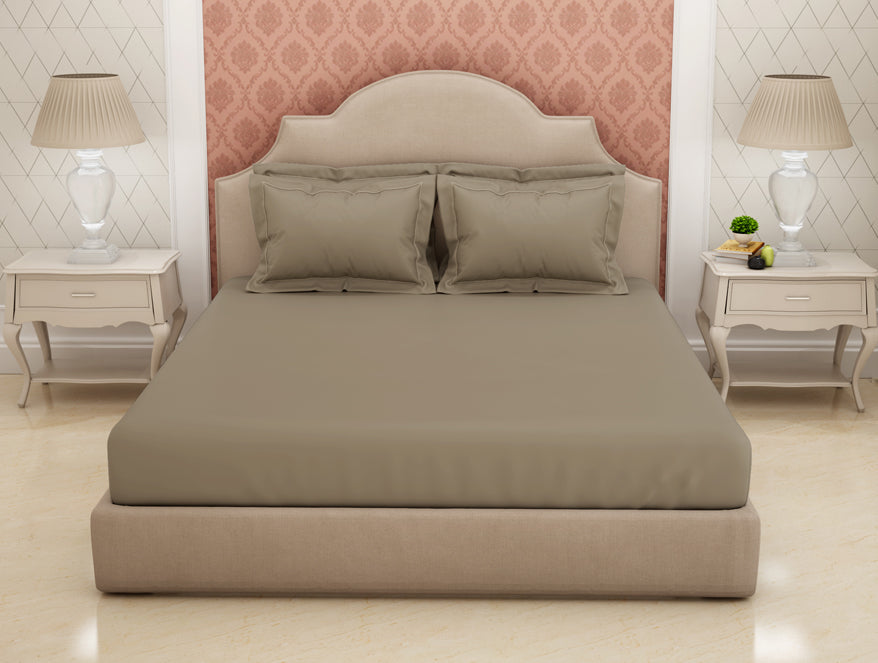 Solid Brown Solid King Size Bedsheet - Eminence By Spaces