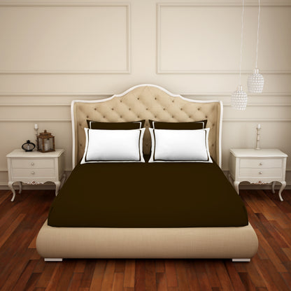 Solid Chocolate - Dark Brown Hygro Cotton King Size Bedsheet - Hygro By Spaces