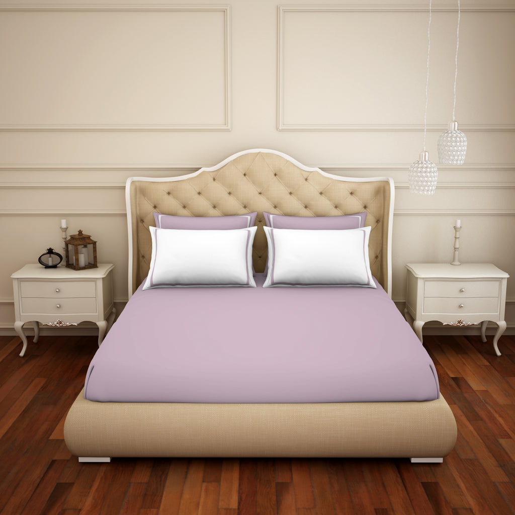 Solid Lilac - Light Violet Hygro Cotton King Size Bedsheet - Hygro By Spaces