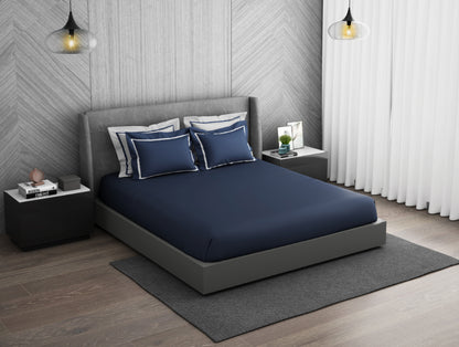 Solid Midnight Blue - Dark Blue Hygro Cotton King Size Bedsheet - Hygro By Spaces