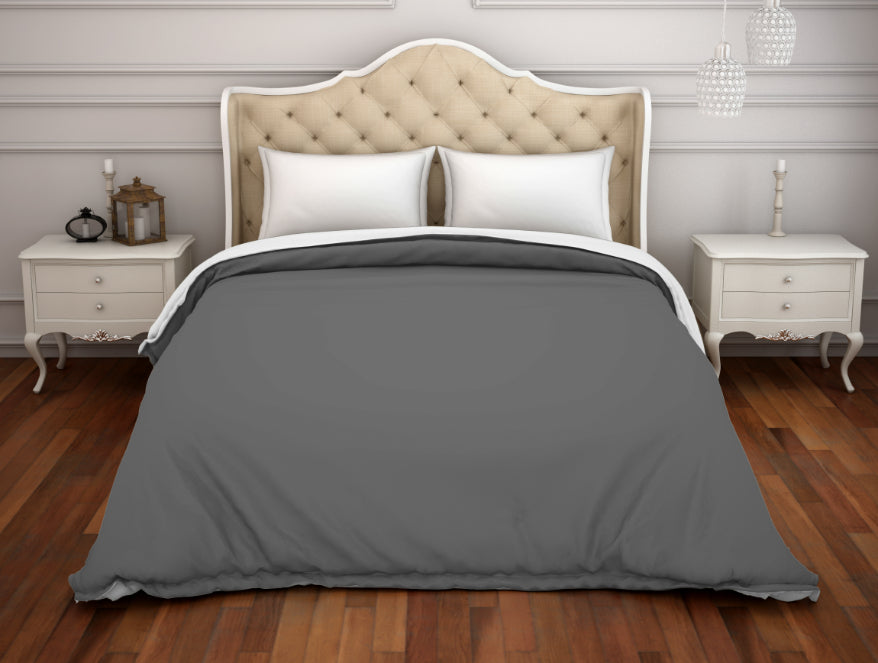 Grey 100% Cotton Double Duvet Cover - Hygro By Spaces