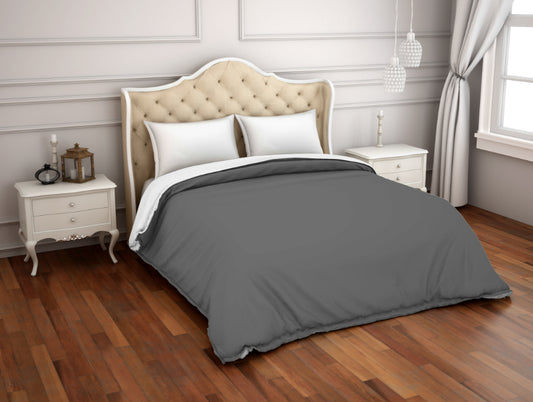 Grey 100% Cotton Double Duvet Cover - Hygro By Spaces