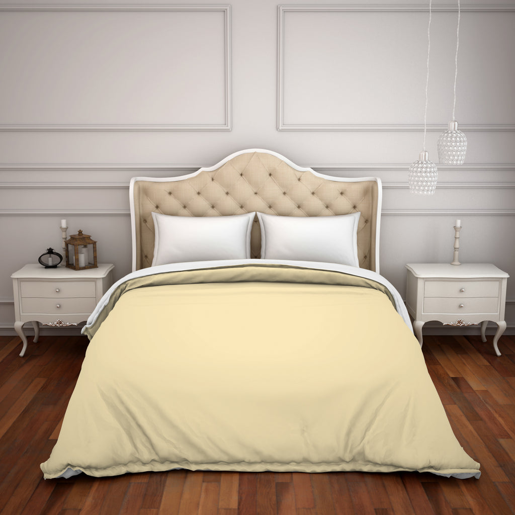 Solid Cream - Light Yellow Hygro Cotton Double Duvet Cover - Hygro By Spaces