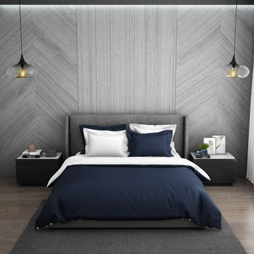 Solid Midnight Blue - Dark Blue Hygro Cotton Double Duvet Cover - Hygro By Spaces