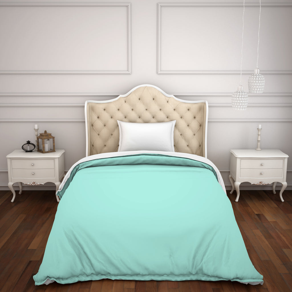 Solid Aqua Green - Light Green Hygro Cotton Single Duvet Cover - Hygro By Spaces