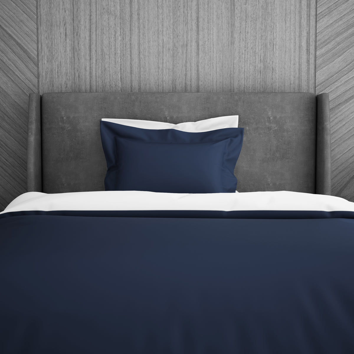 Solid Midnight Blue - Dark Blue Hygro Cotton Single Duvet Cover - Hygro By Spaces