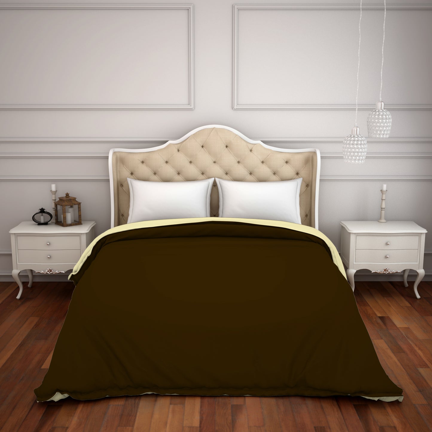 Solid Chocolate/Cream - Dark Brown Hygro Cotton Shell Double Quilt / AC Comforter - Hygro By Spaces
