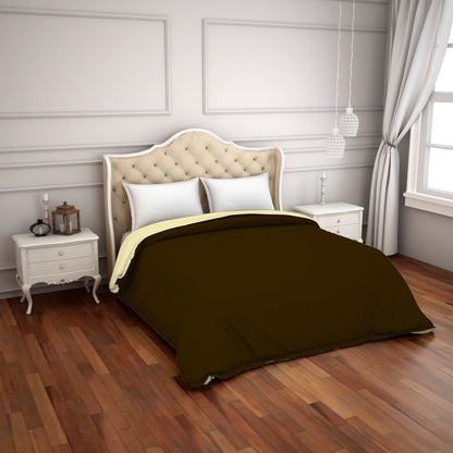 Solid Chocolate/Cream - Dark Brown Hygro Cotton Shell Double Quilt / AC Comforter - Hygro By Spaces