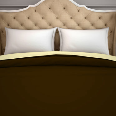 Solid Chocolate/Cream - Dark Brown Hygro Cotton Shell Double Quilt / AC Comforter - Hygro By Spaces