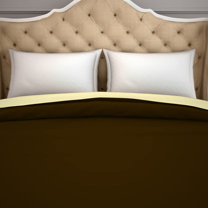 Solid Chocolate/Cream - Dark Brown Hygro Cotton Shell Double Quilt / AC Comforter - Hygro By Spaces