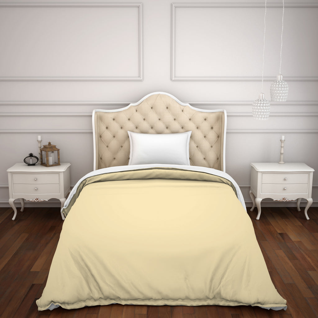 Solid Cream/White - Light Yellow Hygro Cotton Shell Single Quilt / AC Comforter - Hygro By Spaces