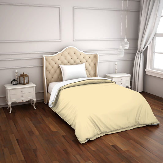 Solid Cream/White - Light Yellow Hygro Cotton Shell Single Quilt / AC Comforter - Hygro By Spaces