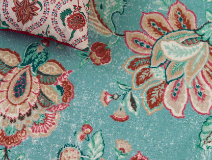 Anti Skid Light Blue Wonder Full Carpet By Welspun