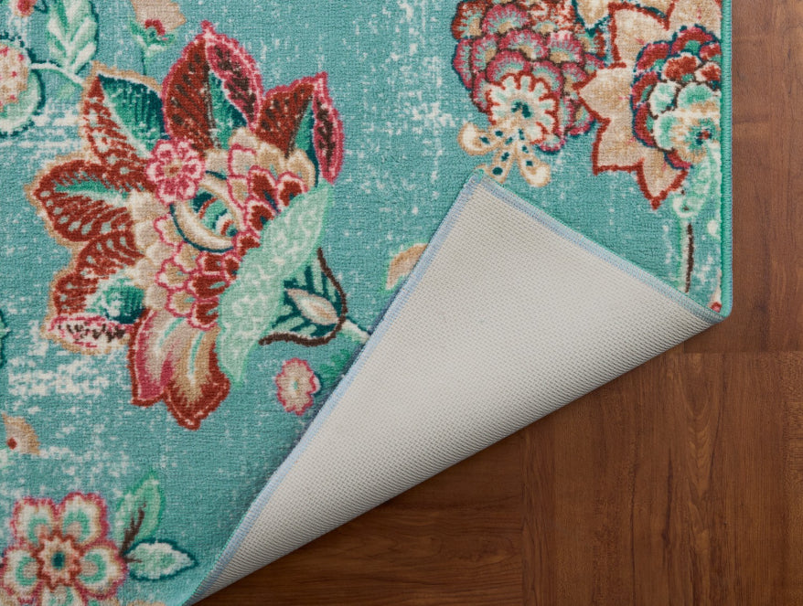 Anti Skid Light Blue Wonder Full Carpet By Welspun