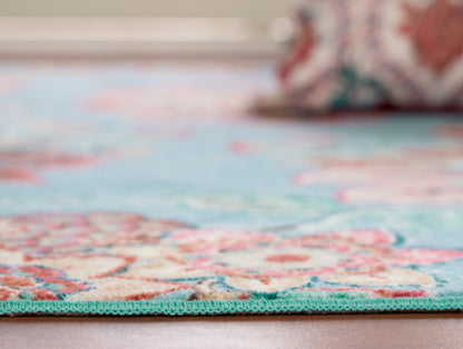 Anti Skid Light Blue Wonder Full Carpet By Welspun